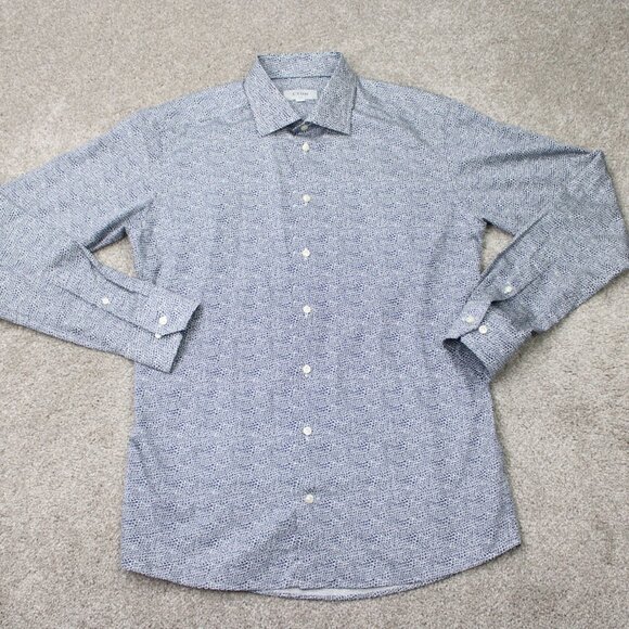 ETON Shirt Mens 17, 43 Blue Signature Twill 100% Cotton Long Sleeve Button Down - Picture 2 of 13